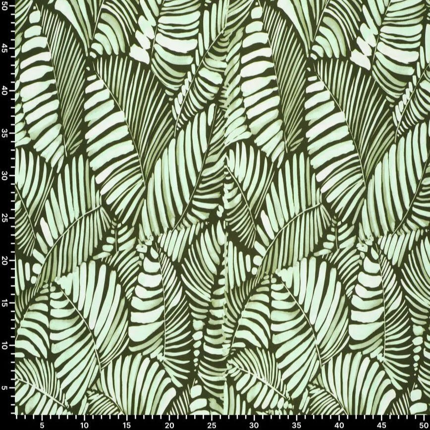 Tissu en viscose - feuilles vertes 135 g/m²