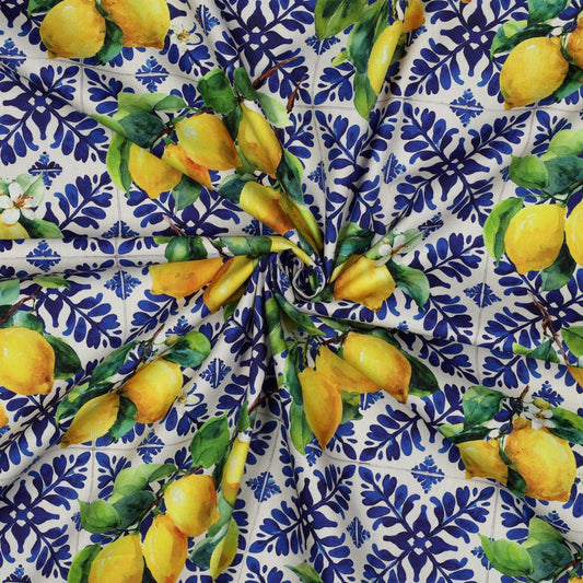 Image with viscose and cotton fabric - lemons 110 g/m² – available at Šarlotes audumi
