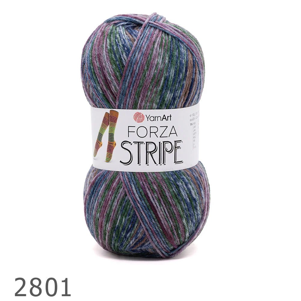 Villainen sukkalanka YarnArt Forza Stripe – 100 g / 420 m – Šarlotes audumi