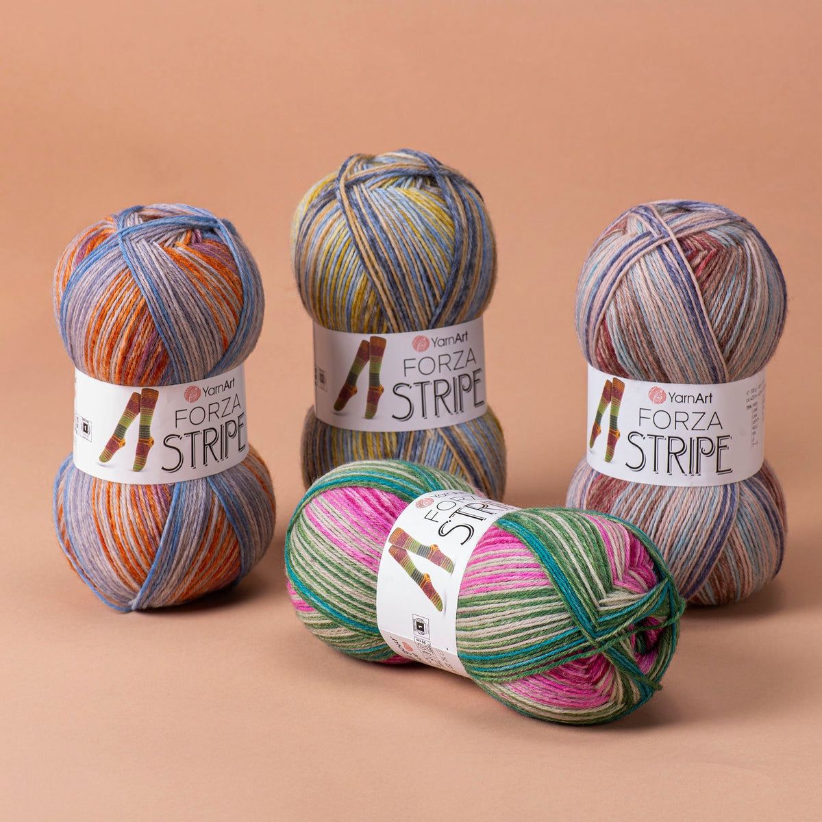 Villainen sukkalanka YarnArt Forza Stripe – 100 g / 420 m – Šarlotes audumi