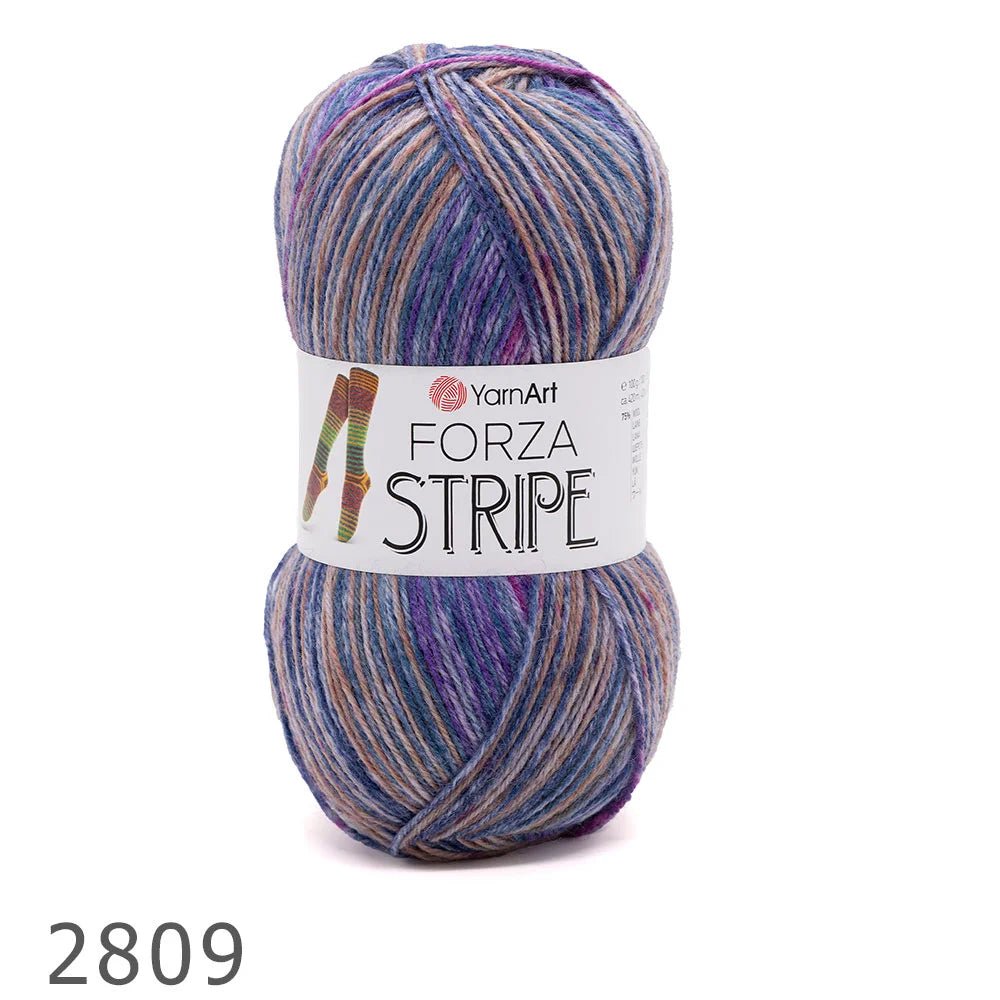 Villainen sukkalanka YarnArt Forza Stripe – 100 g / 420 m – Šarlotes audumi