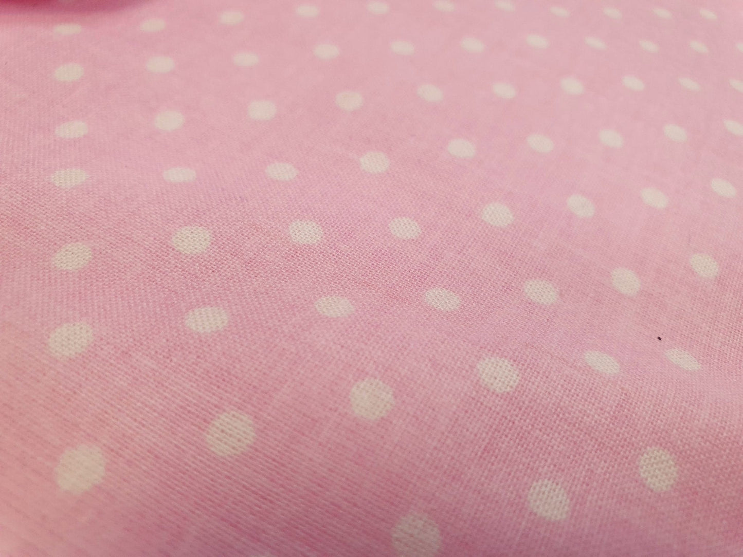 Tissu 100 % coton - pois blancs sur fond rose (4 mm), 130 g/m²