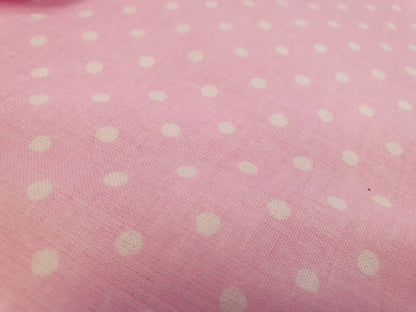 Tissu 100 % coton - pois blancs sur fond rose (4 mm), 130 g/m²