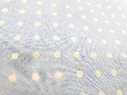100 % tissu en coton - pois blancs sur fond bleu (4 mm) 130 g/m²