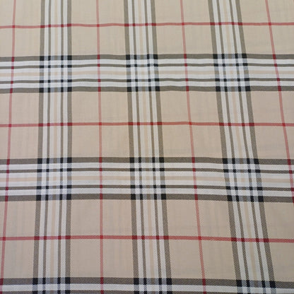 100% Baumwollstoff, cremefarben kariert 130 g/m²