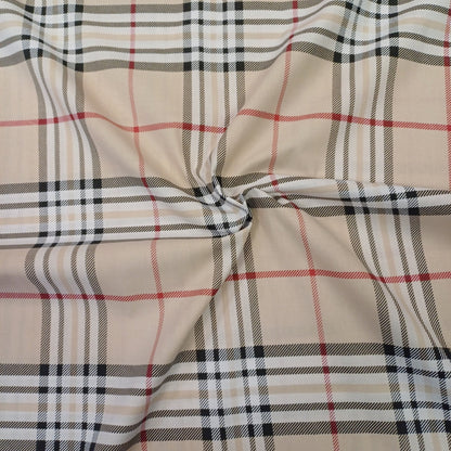 100% Baumwollstoff - cremefarben kariert 130 g/m²