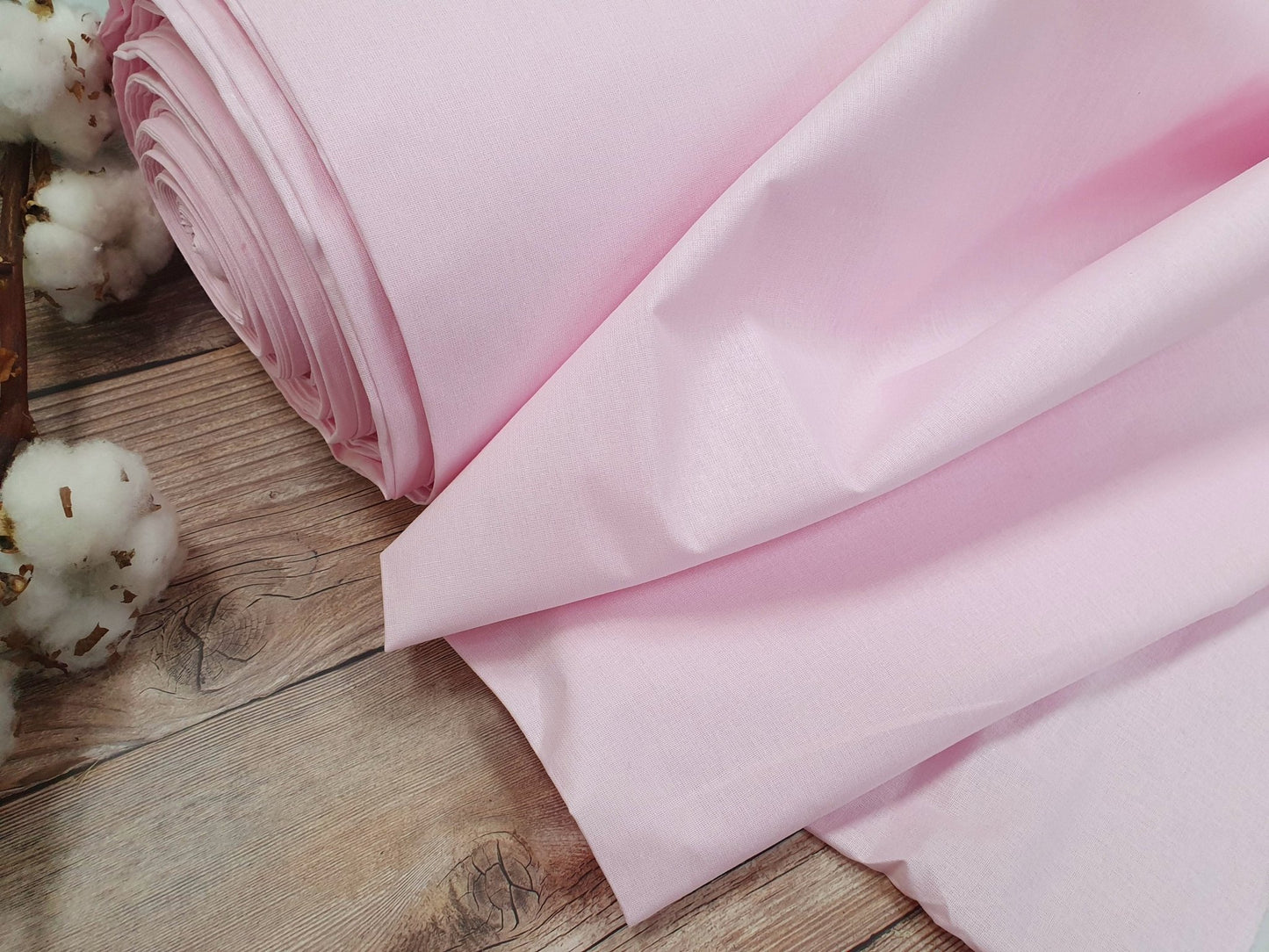 Tissu 100 % coton, rose pâle, 125 g/m²