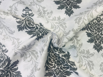 100% Baumwollstoff mit grauem und schwarzem Muster 130 g/m²