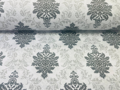100% Baumwollstoff mit grauem und schwarzem Muster 130 g/m²