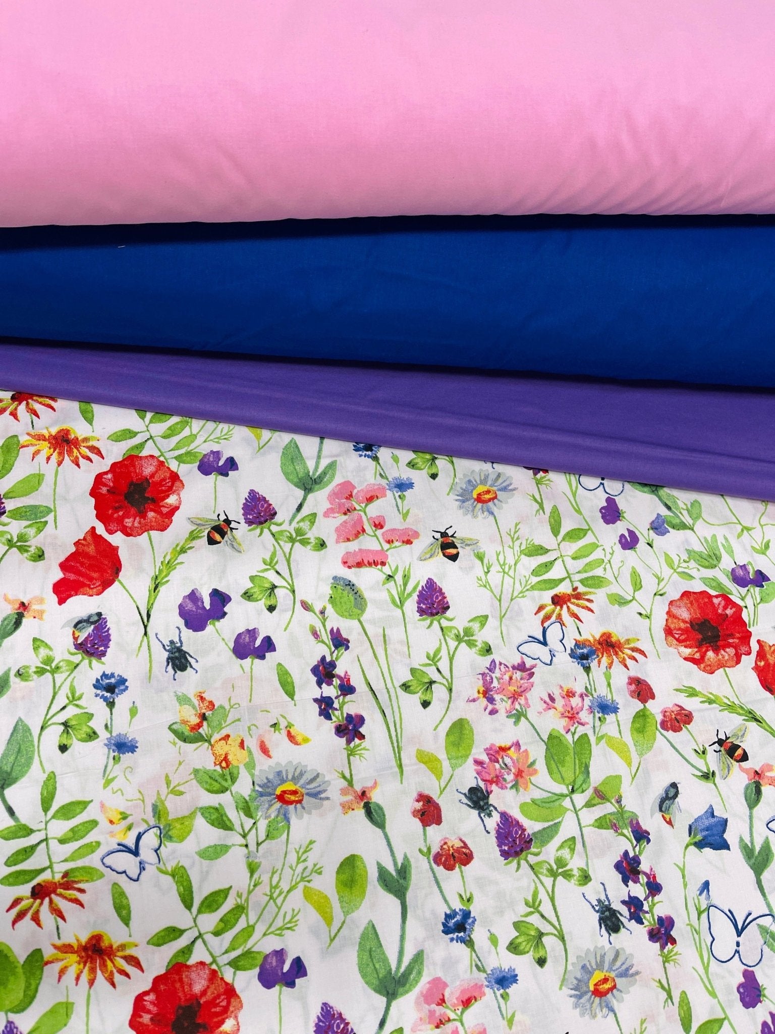 Tissu 100 % coton bleu bleuet 125 g/m²