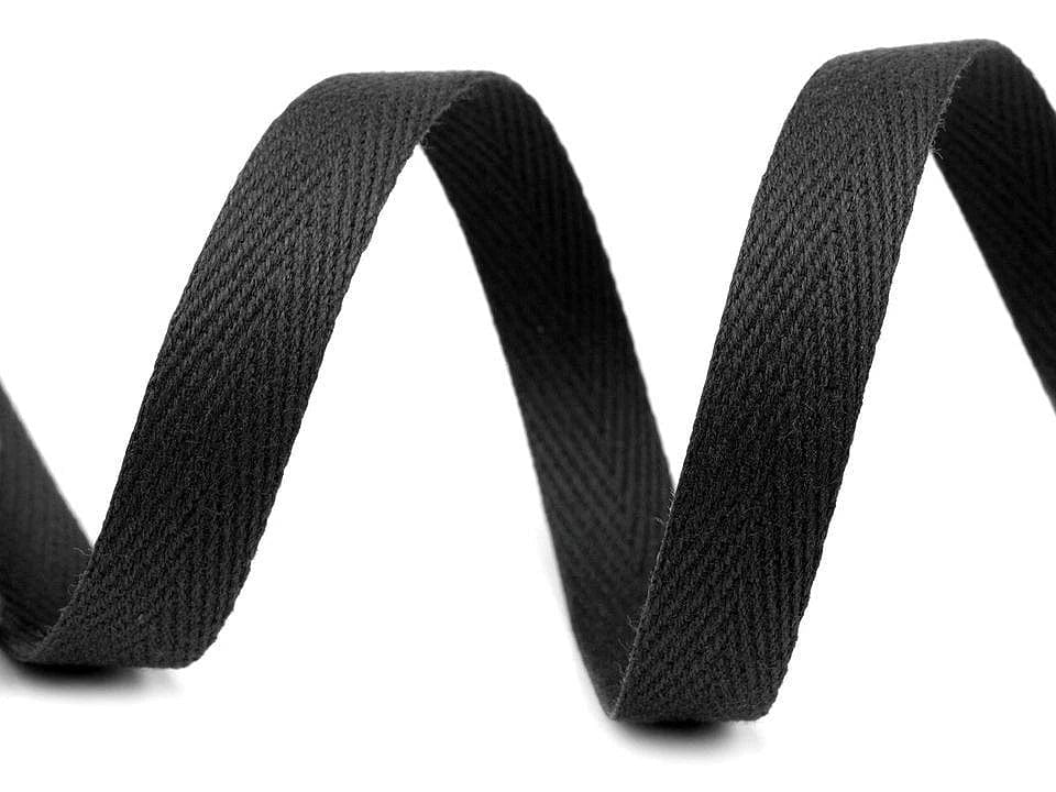 Ruban 100 % coton 10 mm, noir