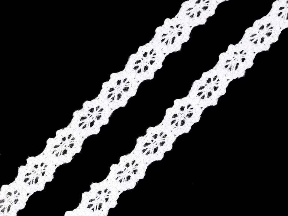 100% Baumwollspitze, 1,2 cm, weiß