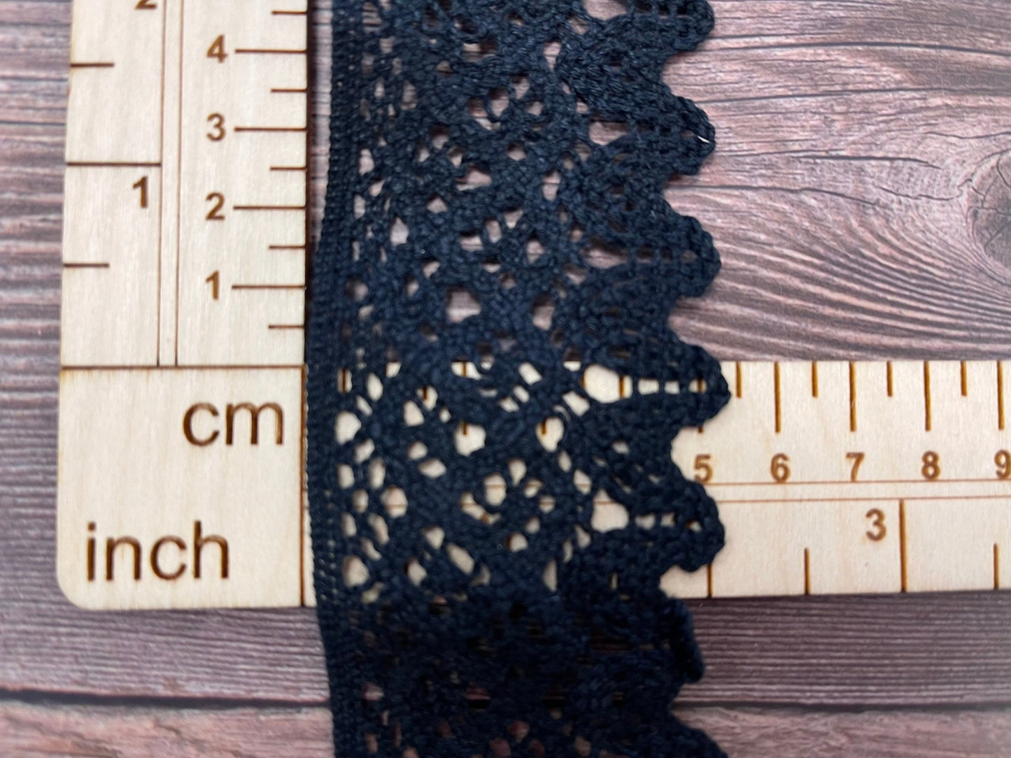 100% Baumwollspitze, 5 cm, schwarz