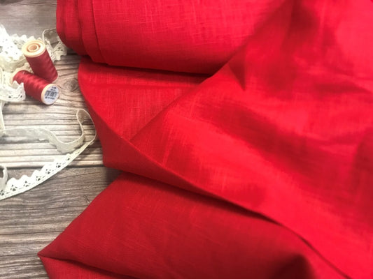 100% pellavakangas, kirkkaanpunainen 230 g/m²