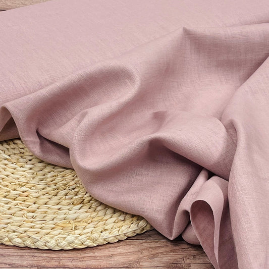 100% Linen fabric - powder pink 230 g/m²