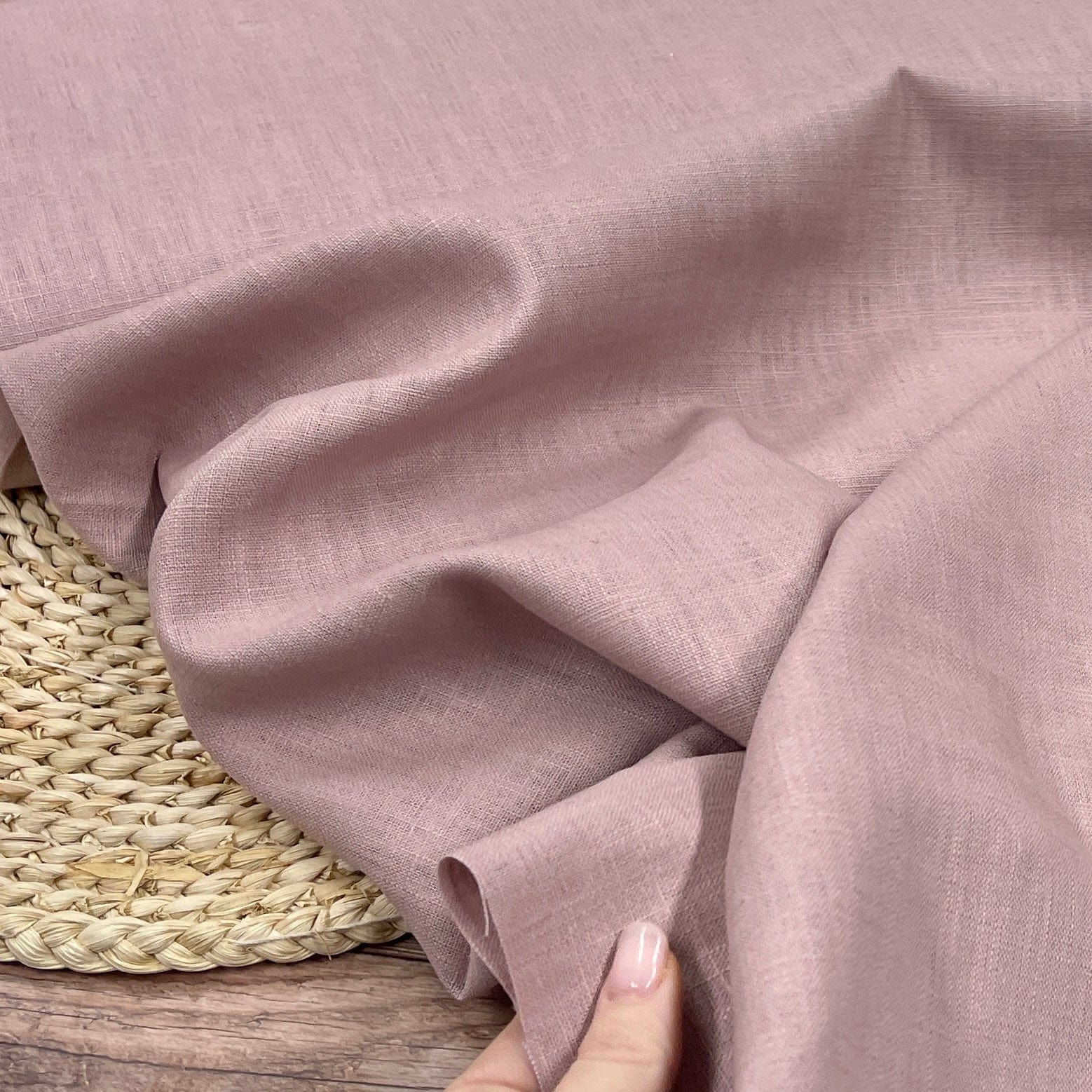 100 % tissu en lin rose poudré 230 g/m²