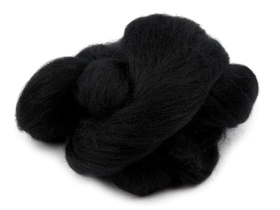 100 % laine MERINO pour feutrage (cardée) noire 20 g #2