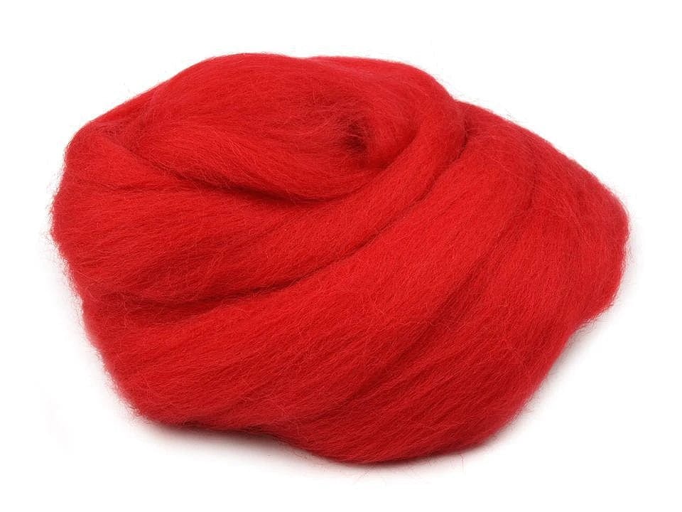 100 % laine mérinos cardée pour feutrage, rouge, 20 g #10