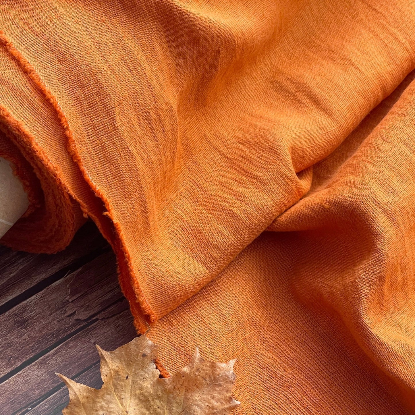 100% weichgewaschenes Leinen, karottenorange 205 g/m²
