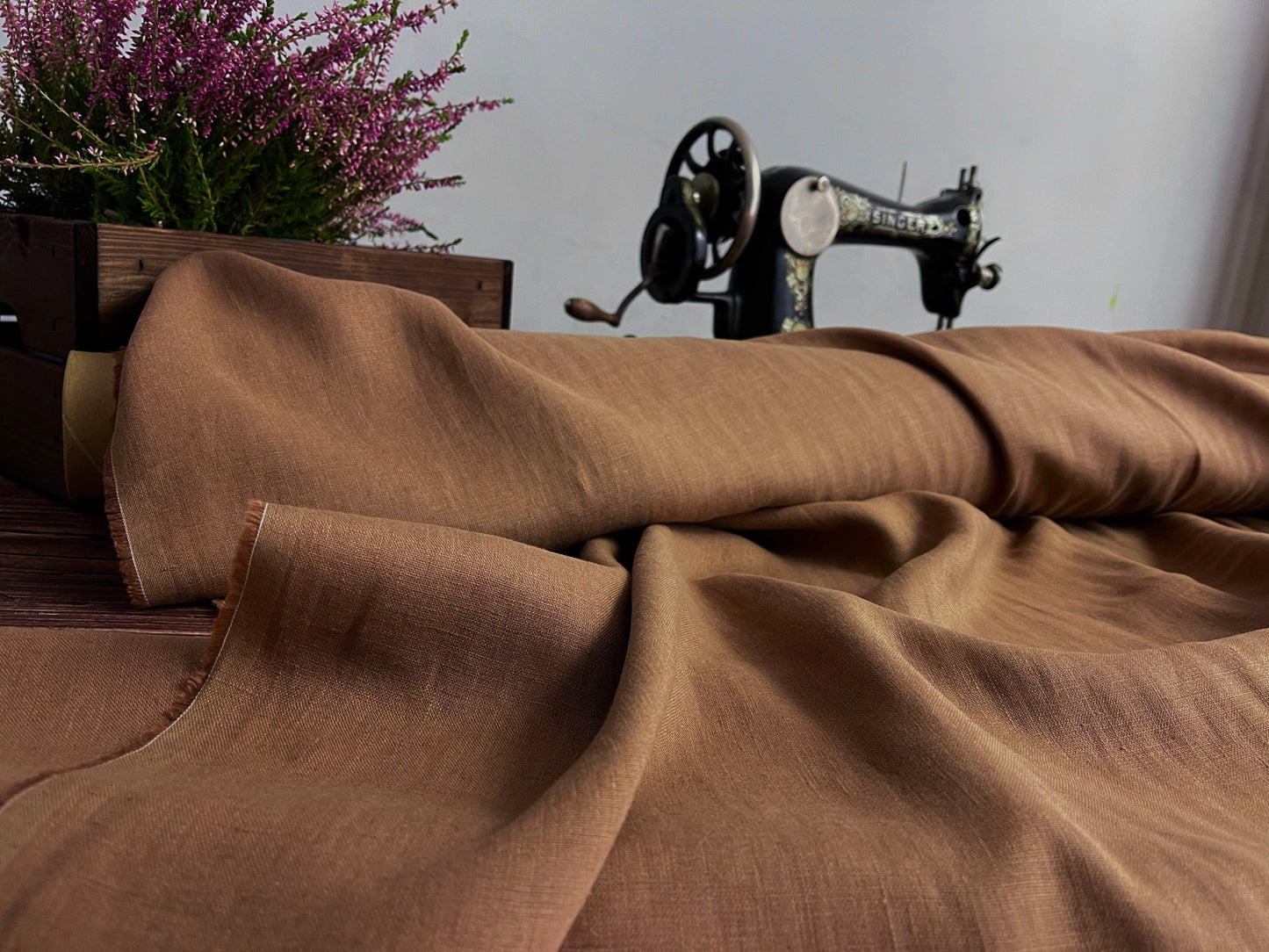 100 % lin lavé marron clair 205 g/m²