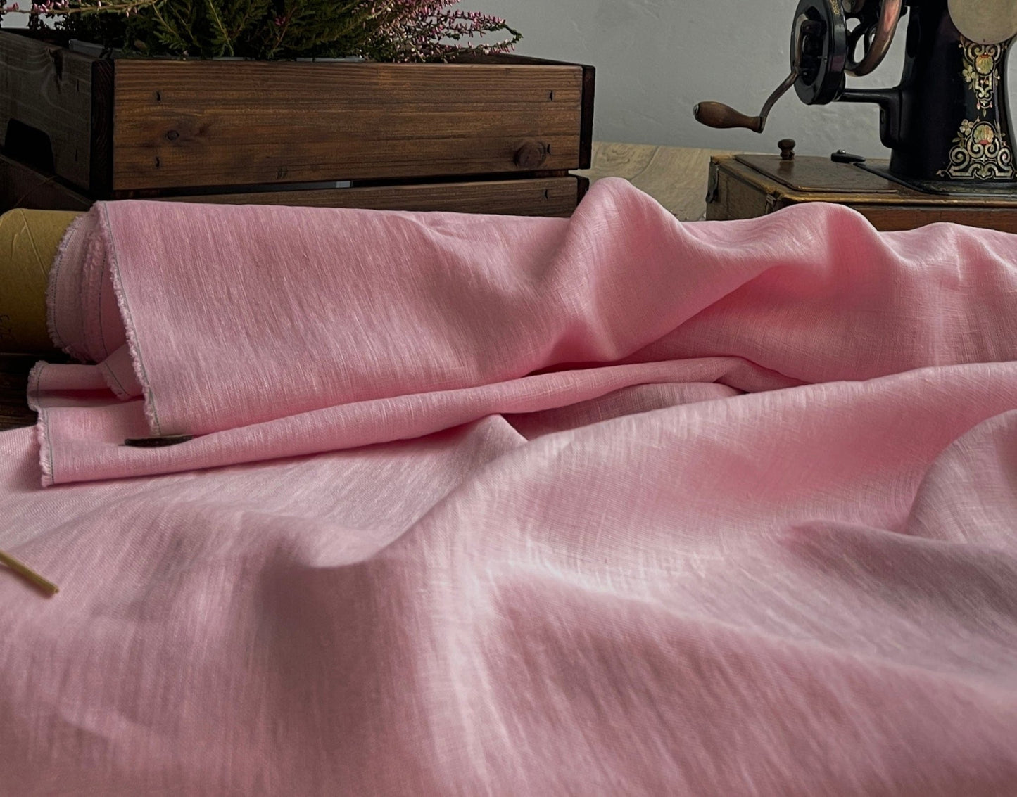 100 % lin adouci rose clair 205 g/m²