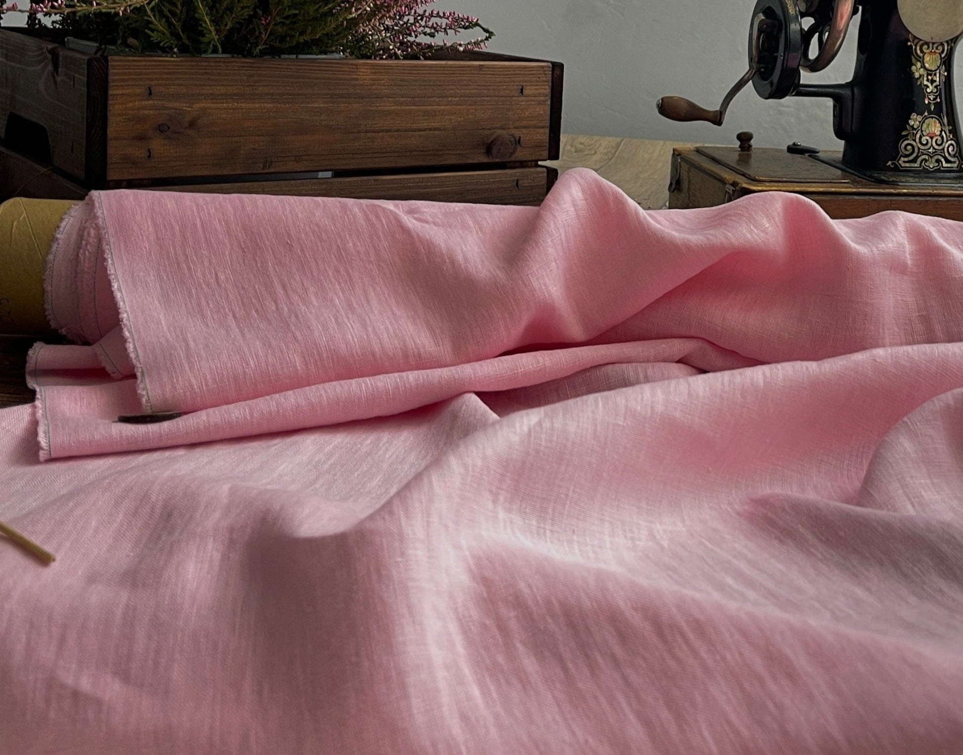 100 % lin adouci rose clair 205 g/m²