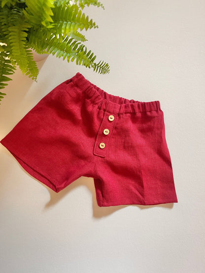 100 % gewaschenes Leinen, Kirschrot, 205 g/m²
