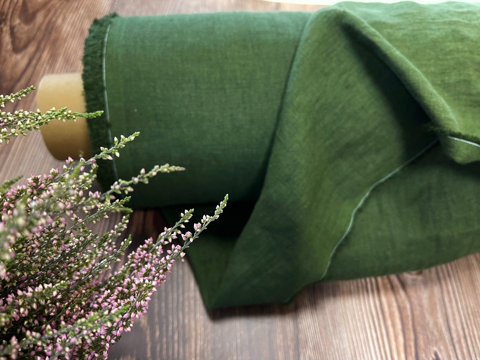 100 % lin adouci vert mousse de forêt 205 g/m²