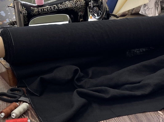 100% weichgewaschenes Leinen, kohlschwarz, 205 g/m²