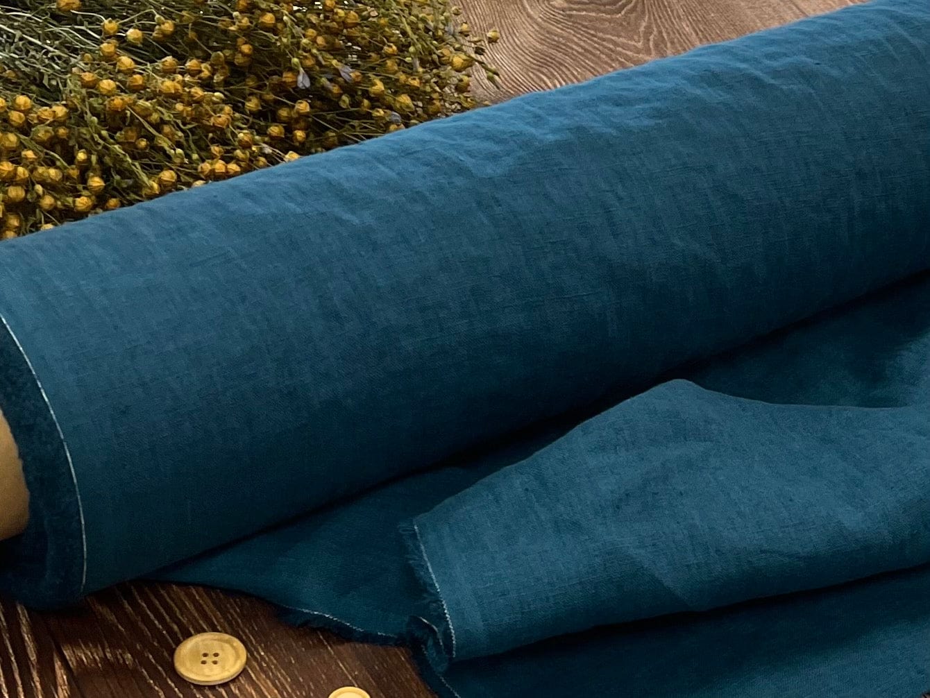 100% lin lavé bleu-vert océan 205 g/m²