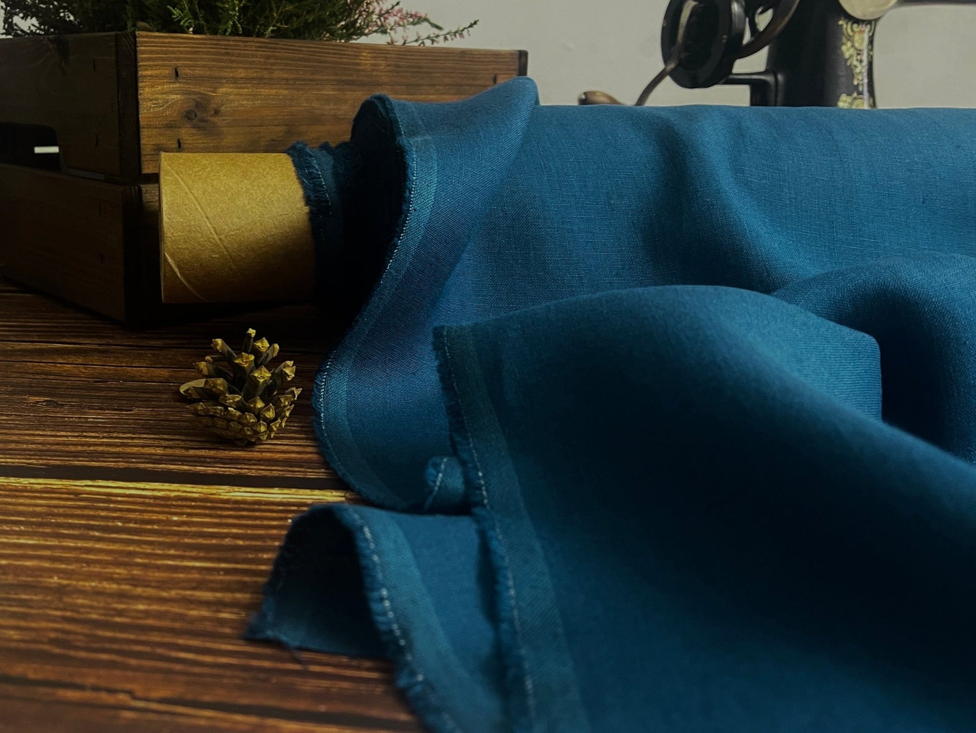 100% lin adouci bleu-vert océan 205 g/m²