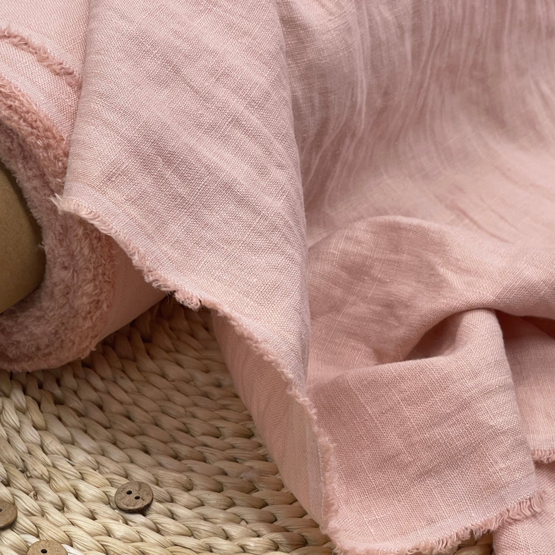 100% weichgewaschenes Leinen, Puderrosa 185 g/m²