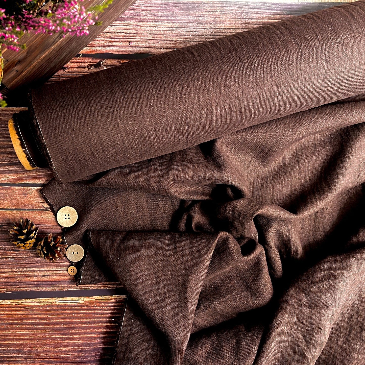 Lin 100 % assoupli brun chocolat 205 g/m²