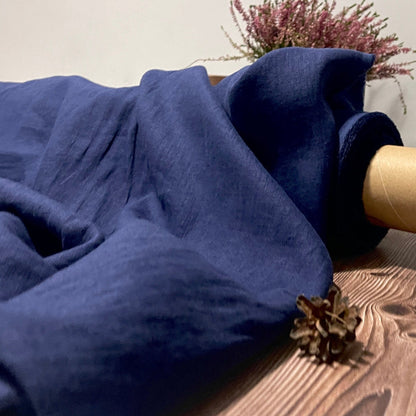 100 % weich gewaschenes Leinen, dunkelblau, 205 g/m²