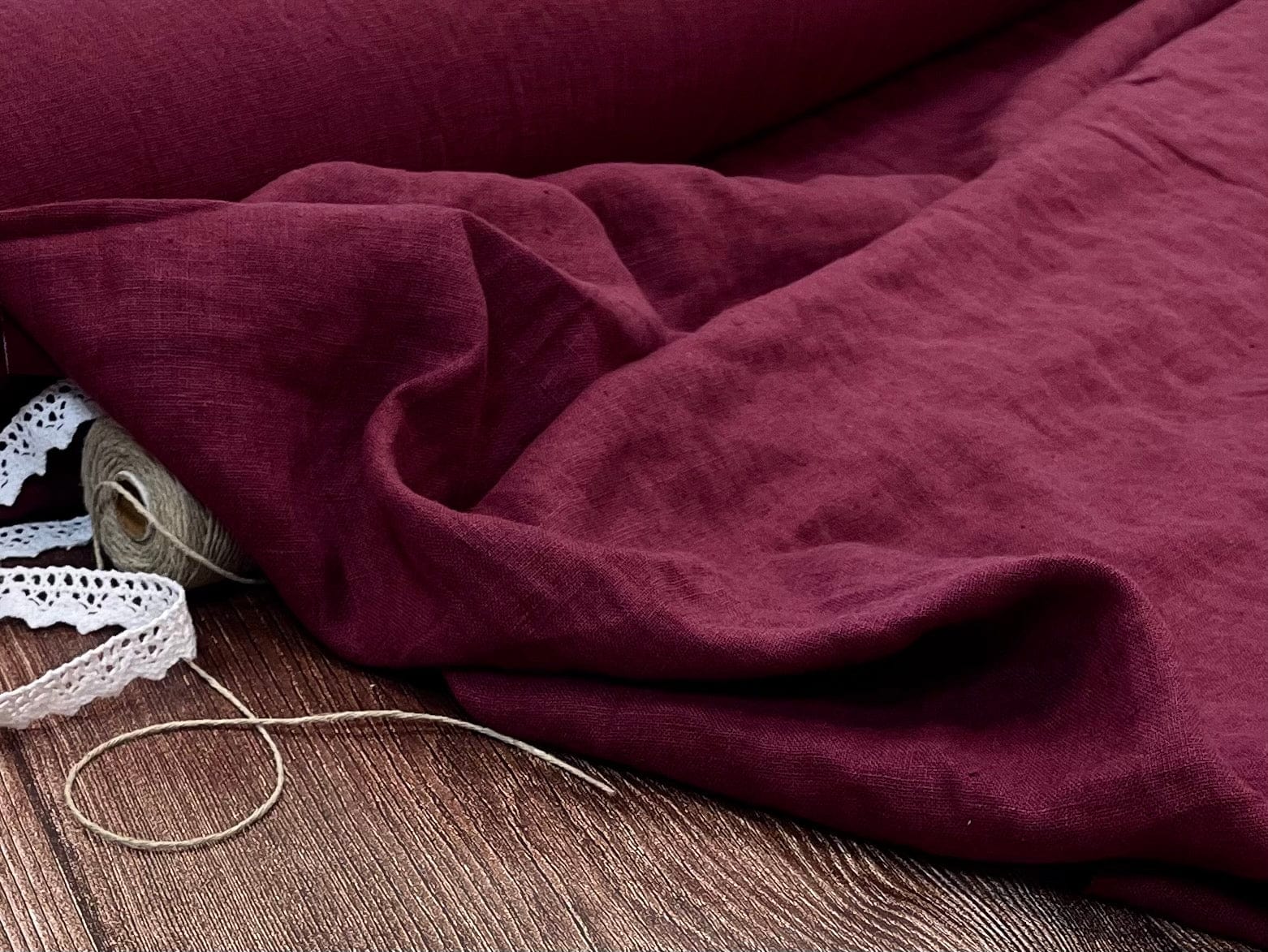 100 % lin lavé couleur vin 205 g/m²