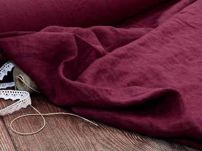 100 % lin lavé couleur vin 205 g/m²