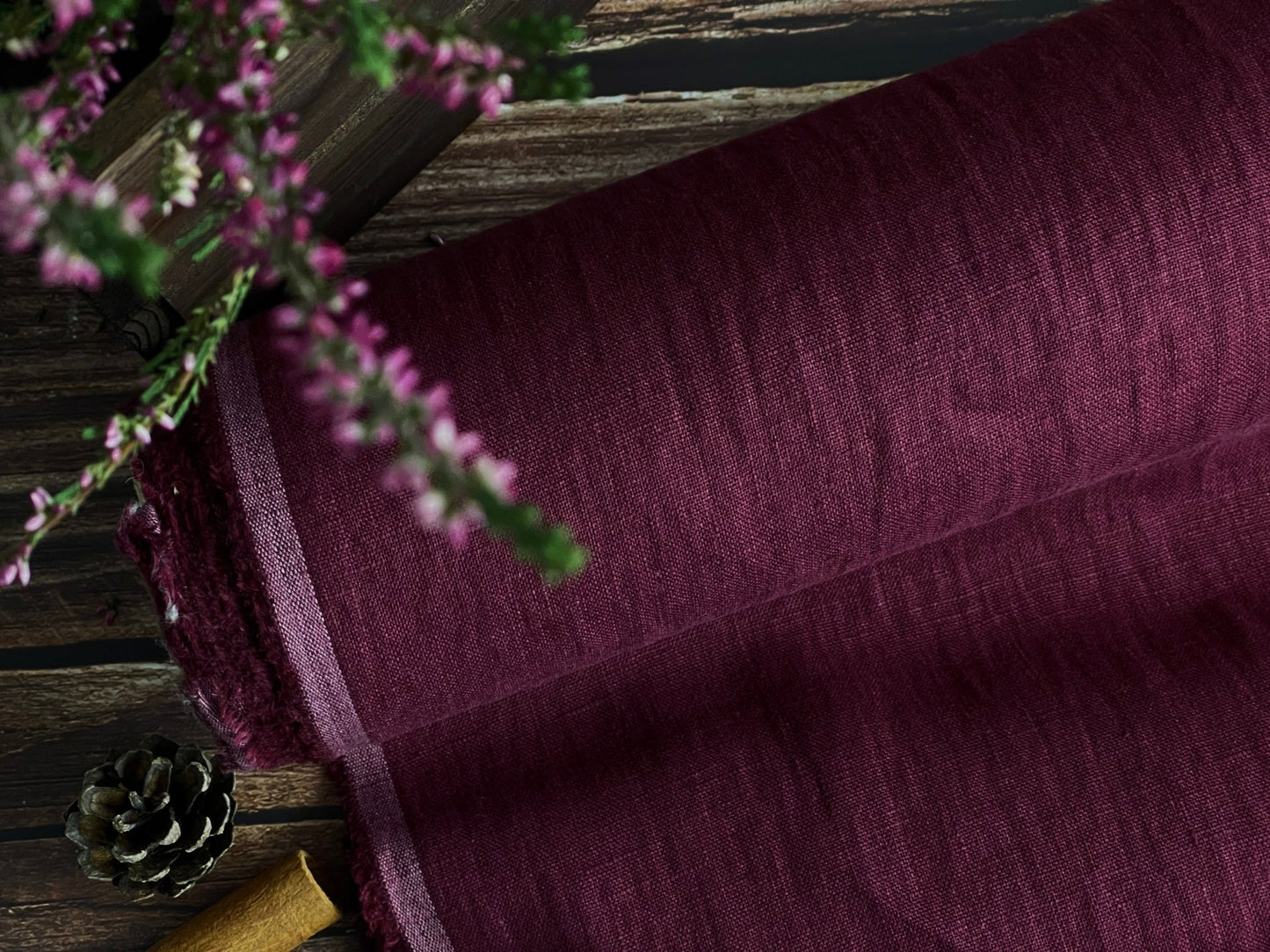 100 % lin lavé couleur vin 205 g/m²