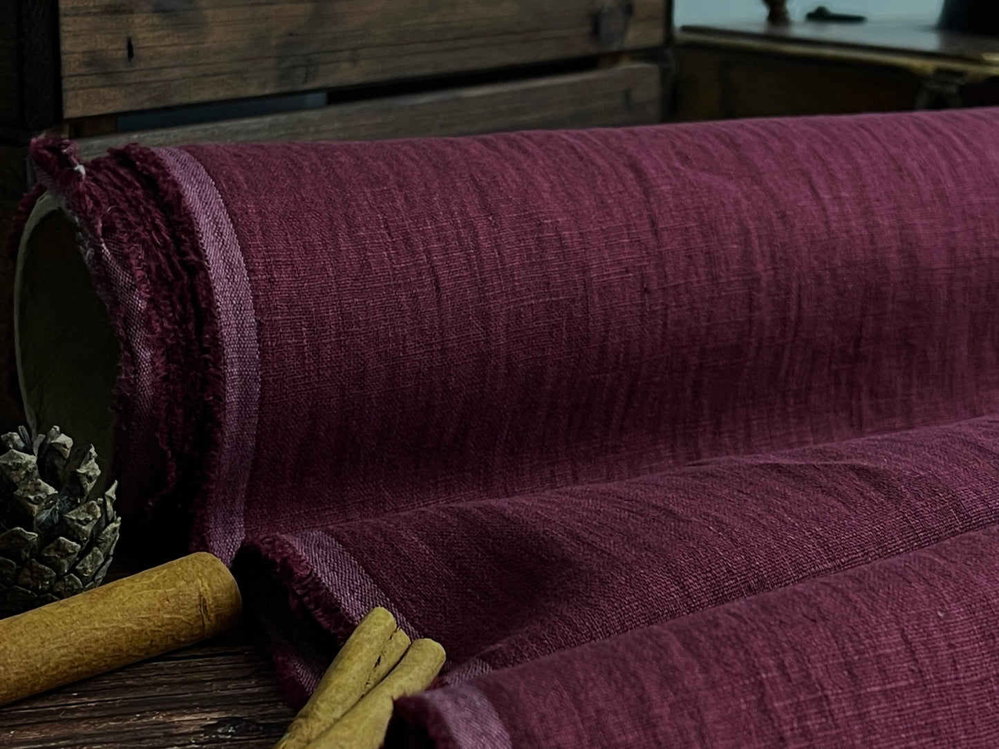 100 % lin adouci couleur vin 205 g/m²