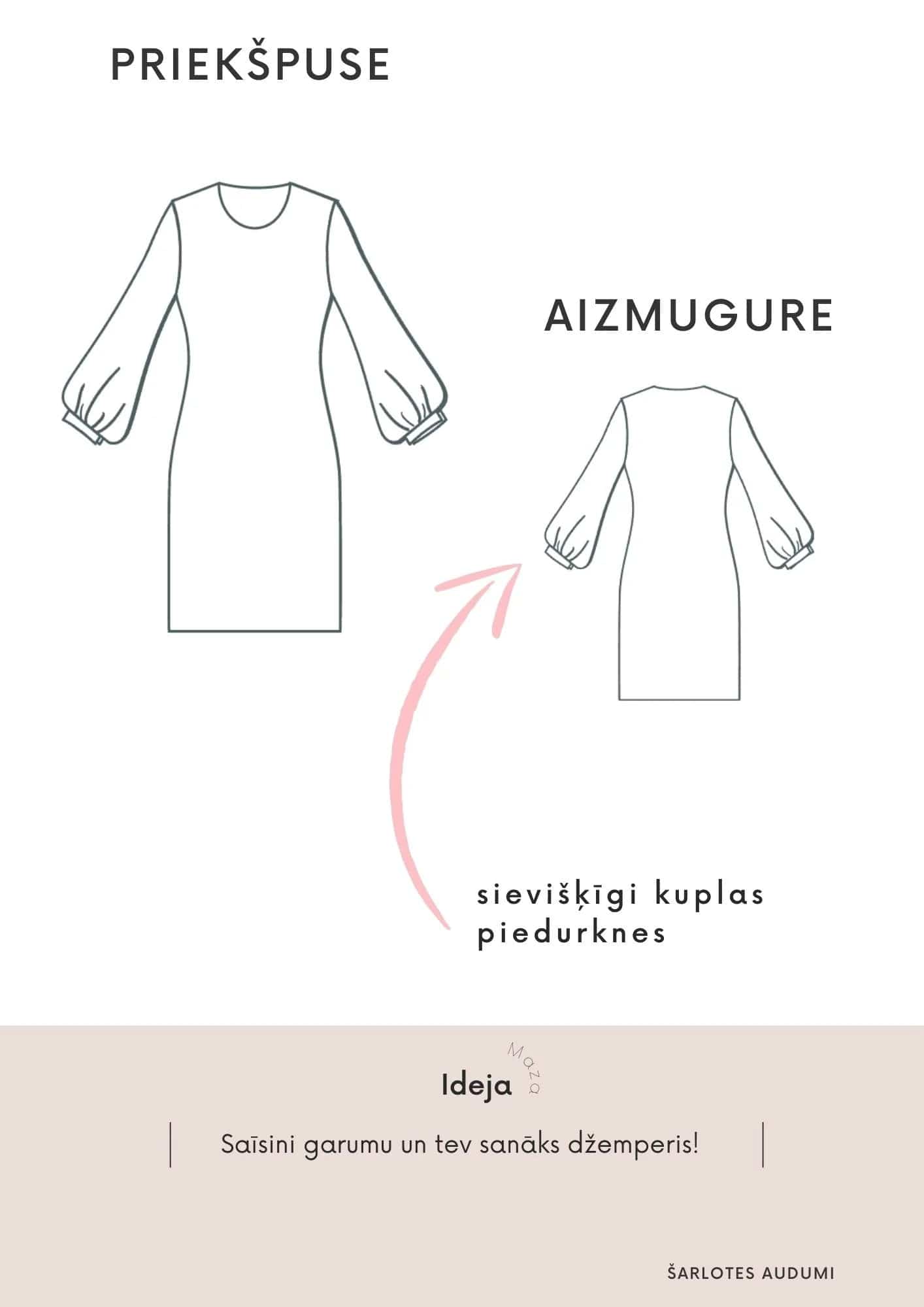 Digitales Schnittmuster für ein Sweatkleid mit Puffärmeln