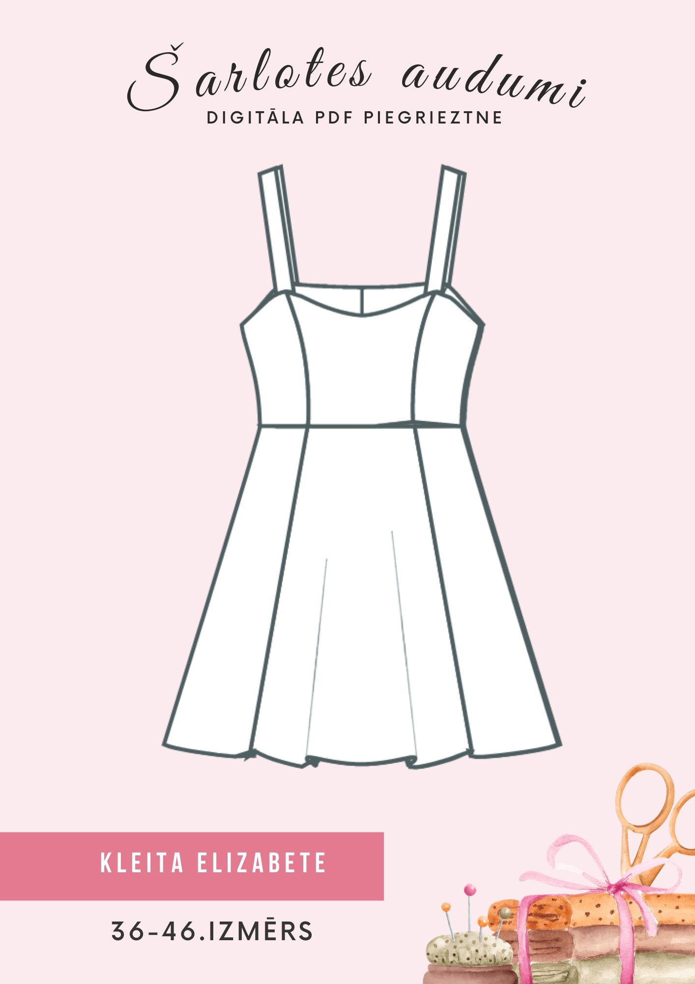 Digitales Schnittmuster-Kleid Elizabete
