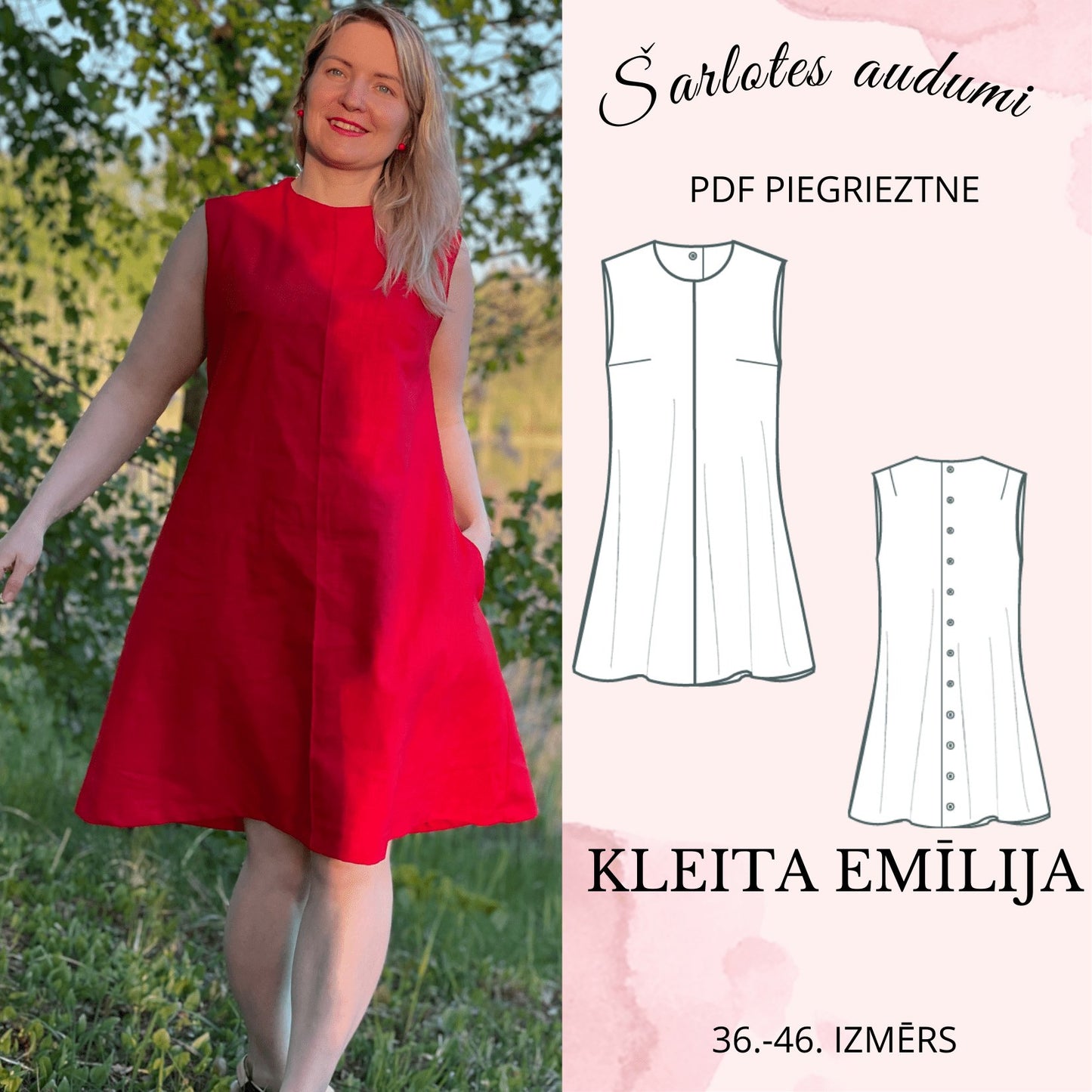 Digitales Schnittmuster für das Kleid Emīlija