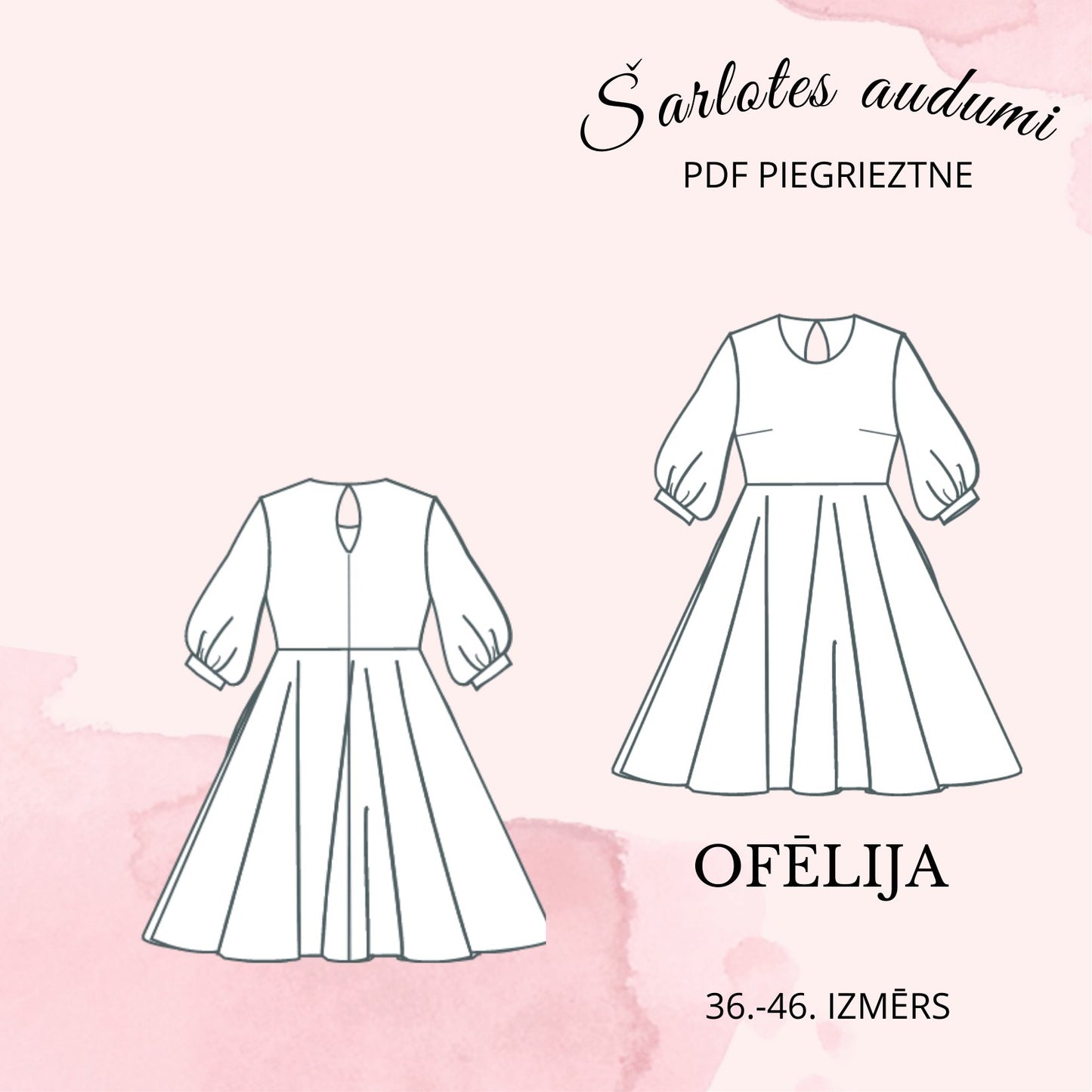 Digitales Schnittmuster für Kleid Ofēlija