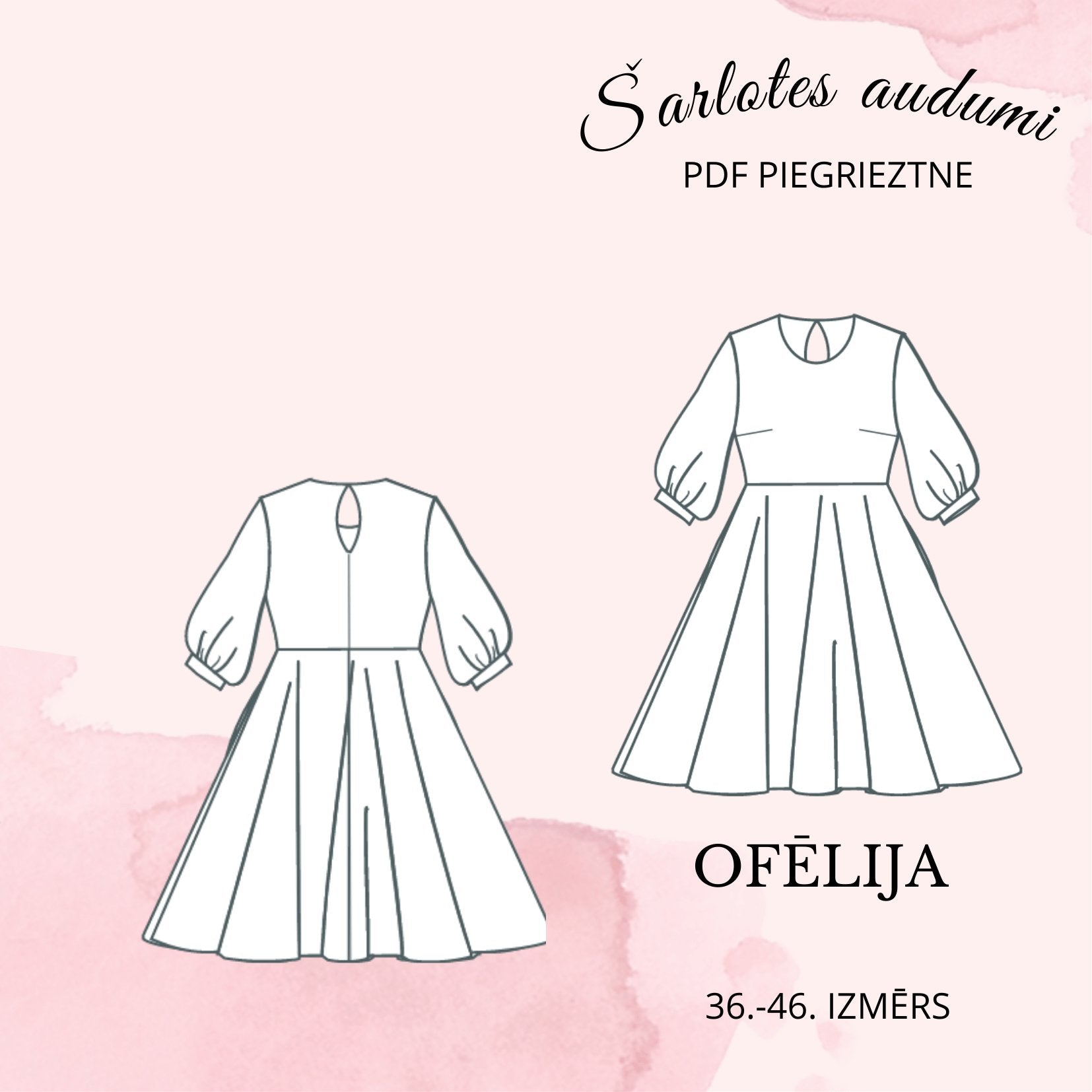 Digitales Schnittmuster für Kleid Ofēlija