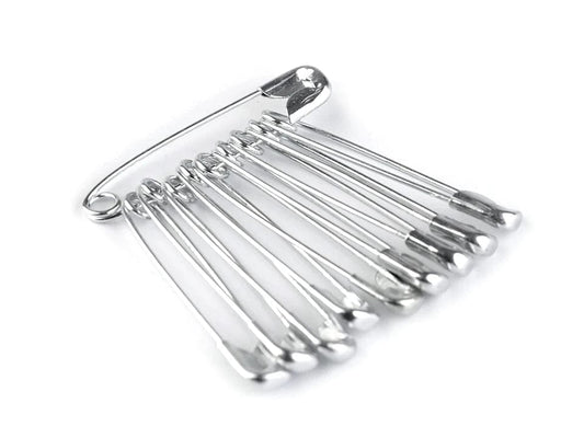 Épingles de sûreté, trombones 28 mm - argent (lot de 10)
