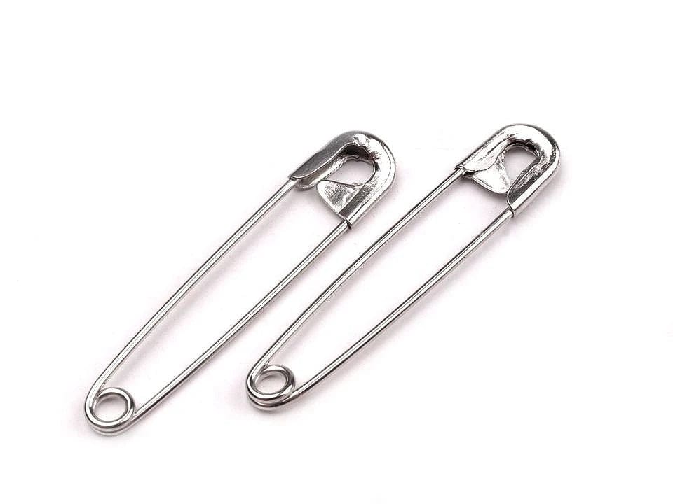 Épingles de sûreté, trombones 40 mm - argent (12 pièces)