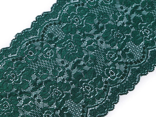 Elastische Polyester-Spitze-18 cm dunkelgrün