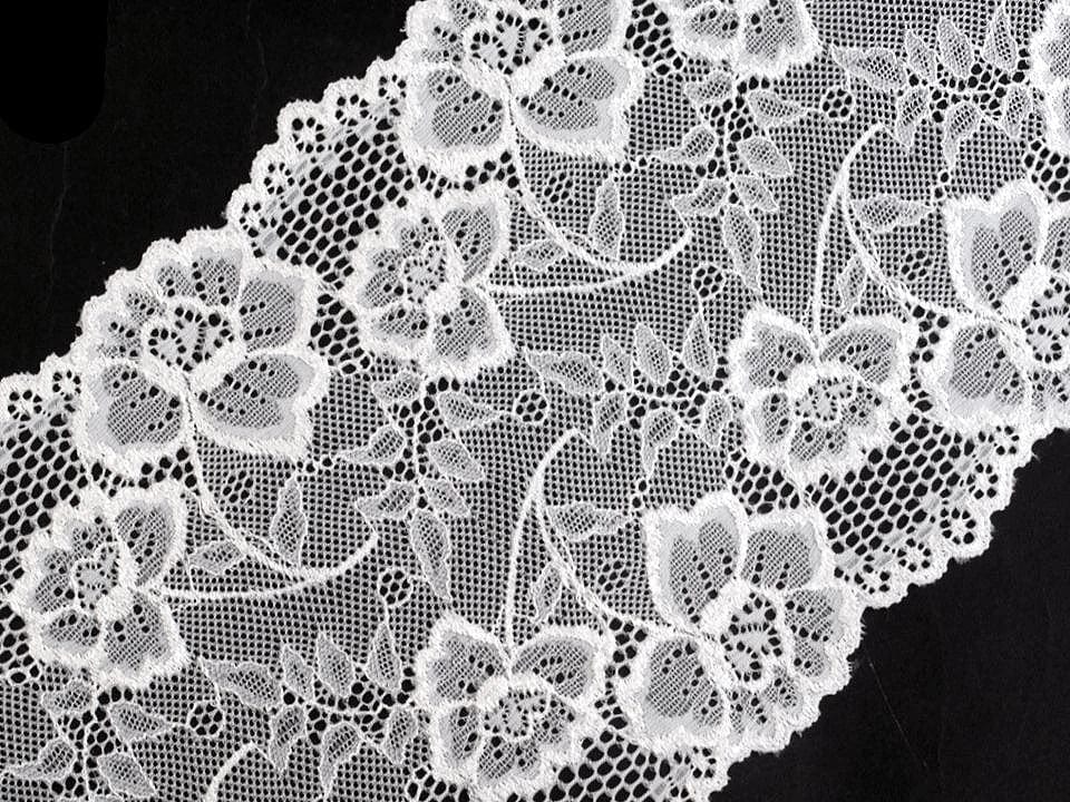 Dentelle en polyester extensible - 18,5 cm blanche