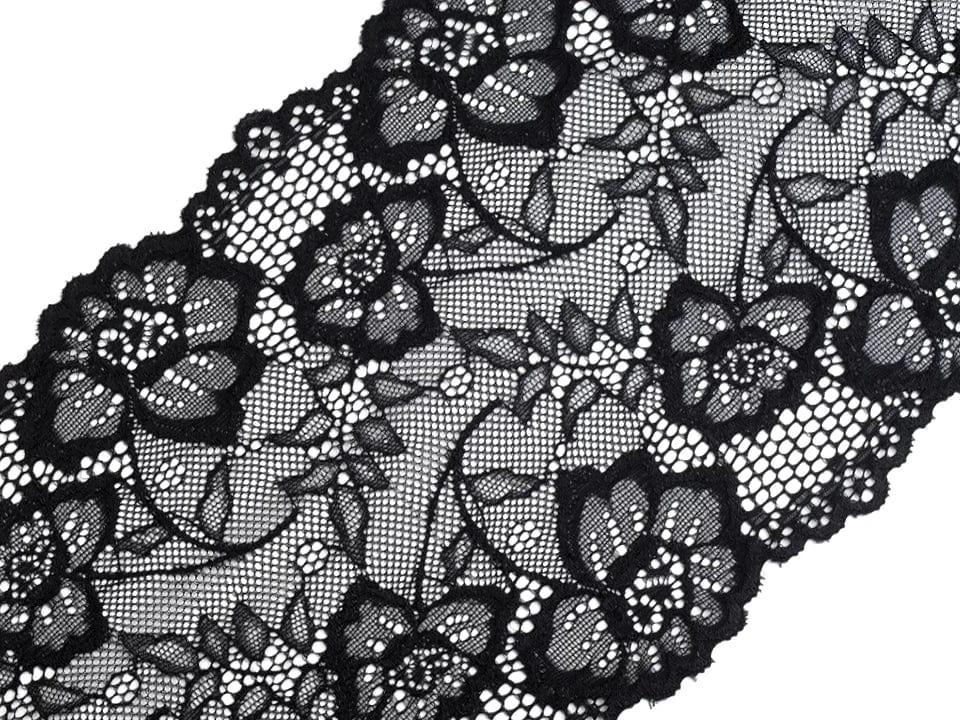 Elastische Polyester-Spitze-18,5 cm schwarz