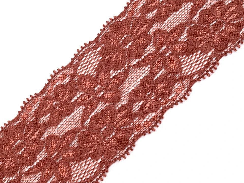 Dentelle élastique en polyester - 6 cm marron chaud