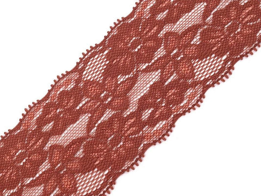 Elastische Polyester-Spitze – 6 cm, warmbraun